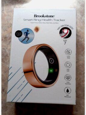 Brookstone Smart Ring Health Tracker Size 7 Sleep Heart Rate Waterproof gold